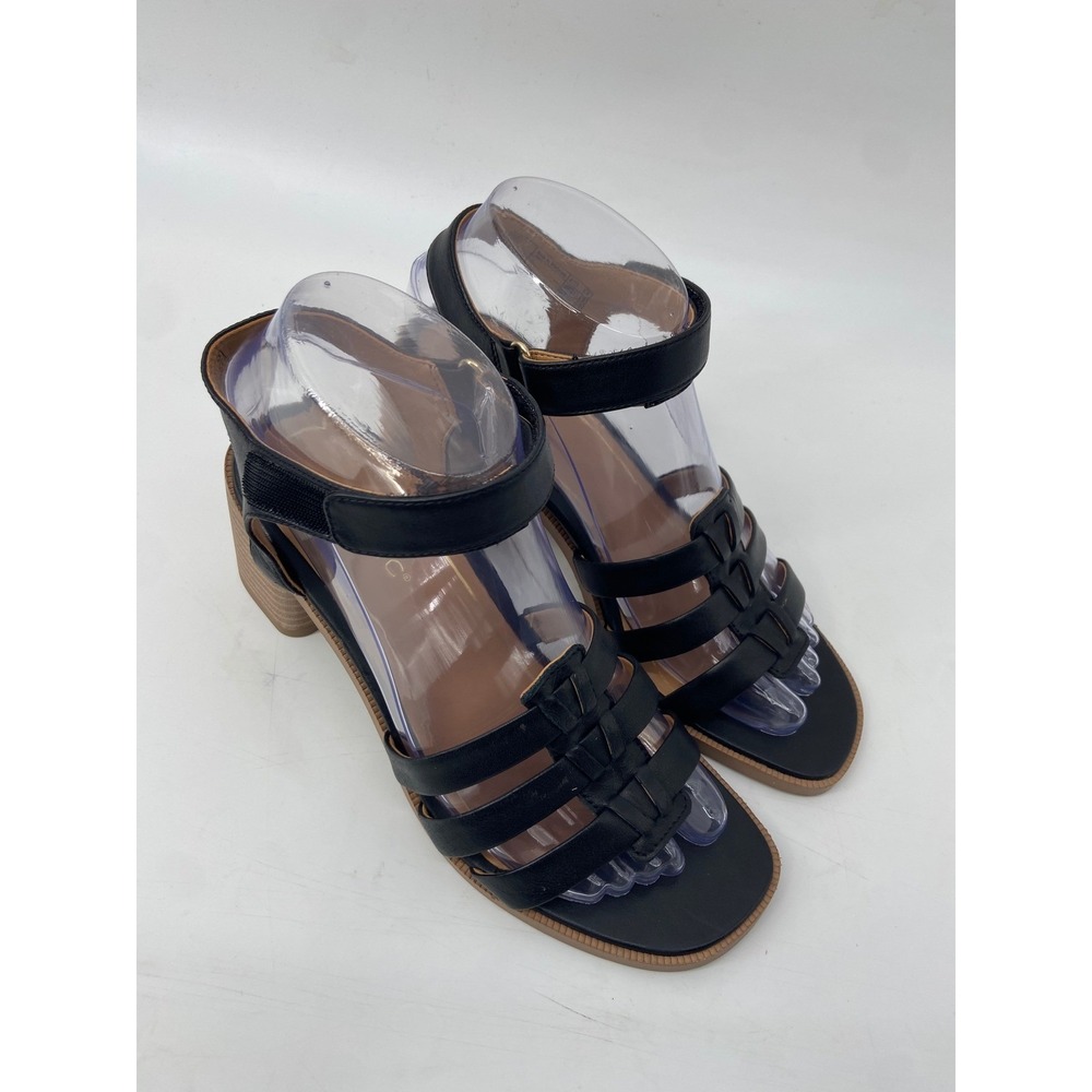 Vionic Sandals Womens 6 Black Maisy Block Heel Strappy Comfort Orthotic Shoes